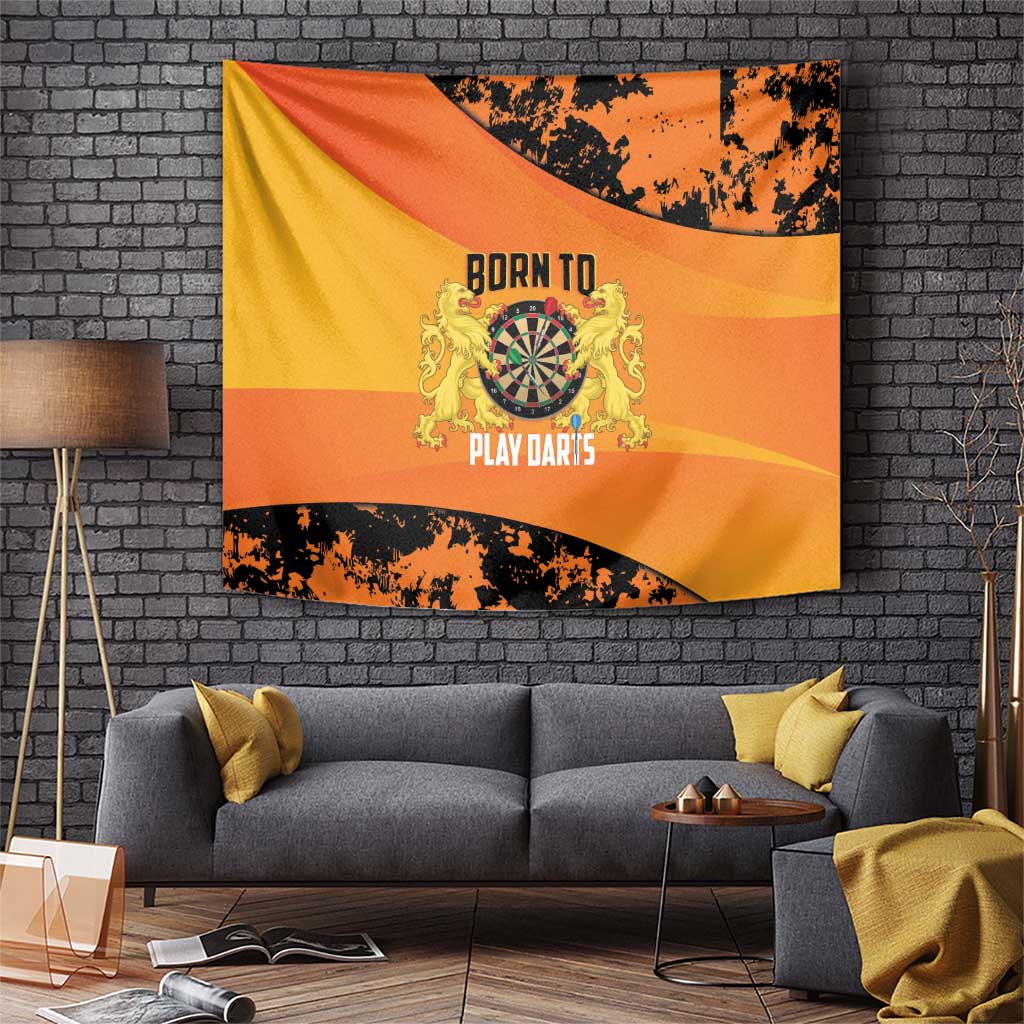 Netherlands Darts Tapestry Born To Play Darts Grunge Style - Wonder Print Shop
