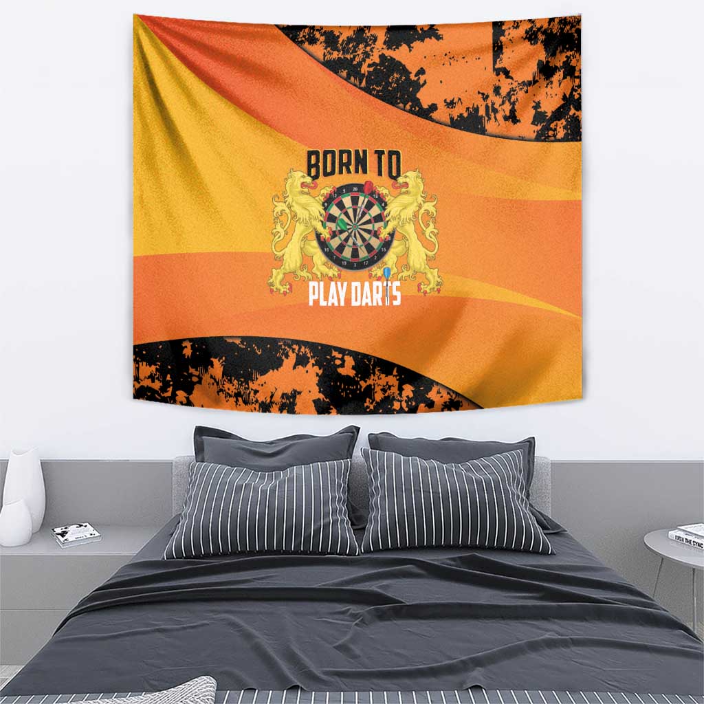Netherlands Darts Tapestry Born To Play Darts Grunge Style - Wonder Print Shop
