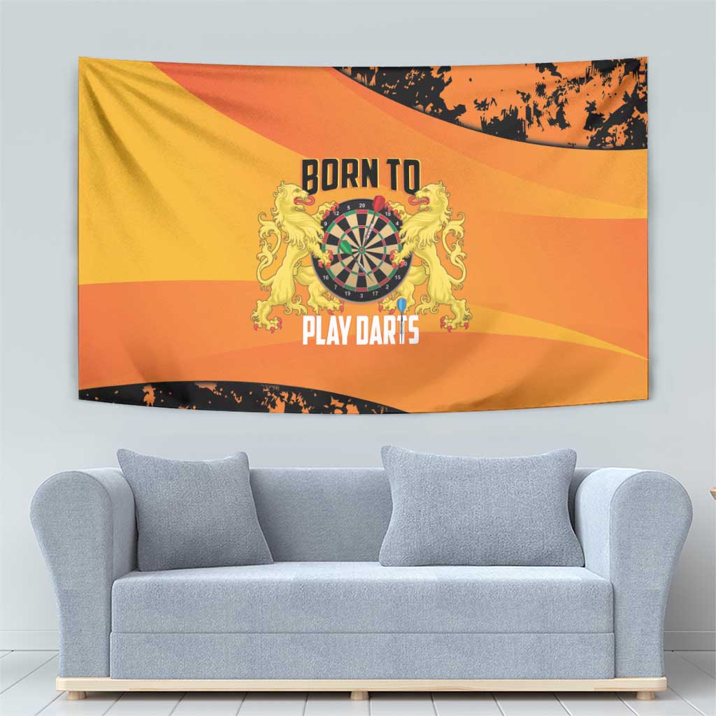 Netherlands Darts Tapestry Born To Play Darts Grunge Style - Wonder Print Shop