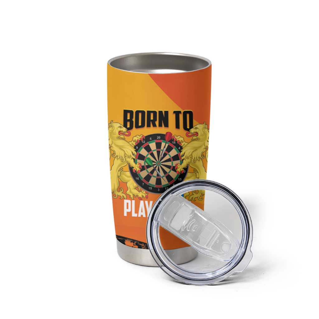 Personalised Netherlands Darts Tumbler Cup Born To Play Darts Grunge Style - Wonder Print Shop