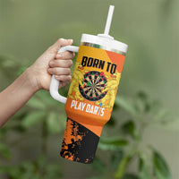 Personalised Netherlands Darts Tumbler With Handle Born To Play Darts Grunge Style - Wonder Print Shop