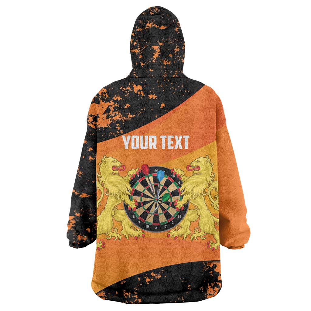 Personalised Netherlands Darts Wearable Blanket Hoodie Born To Play Darts Grunge Style - Wonder Print Shop