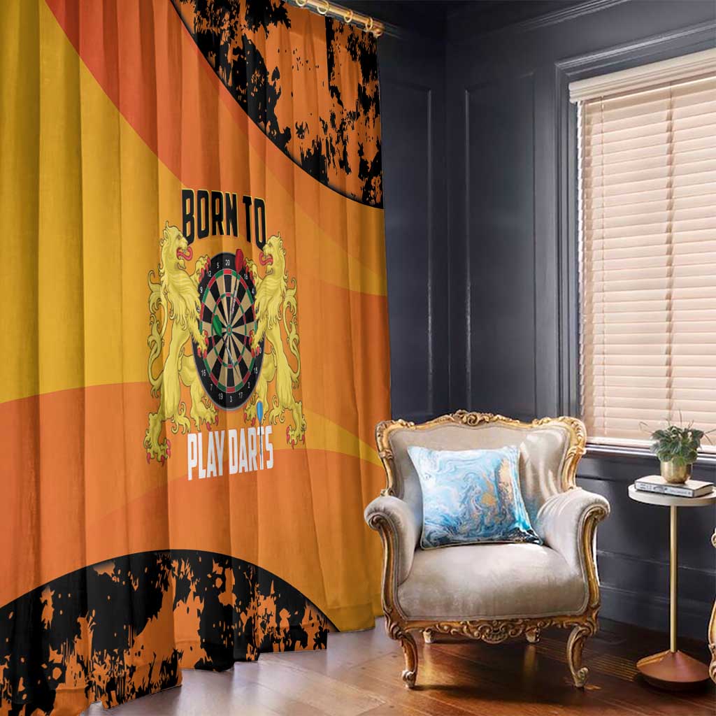 Netherlands Darts Window Curtain Born To Play Darts Grunge Style - Wonder Print Shop