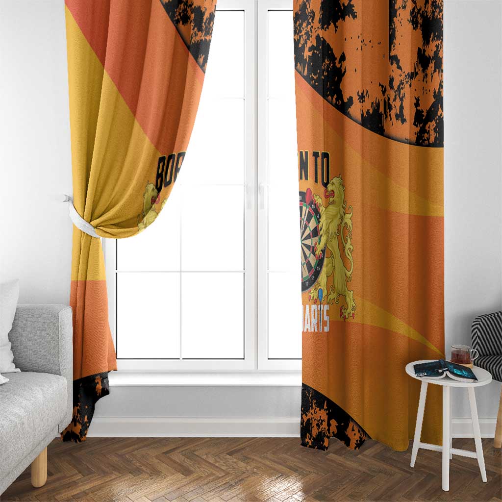 Netherlands Darts Window Curtain Born To Play Darts Grunge Style - Wonder Print Shop