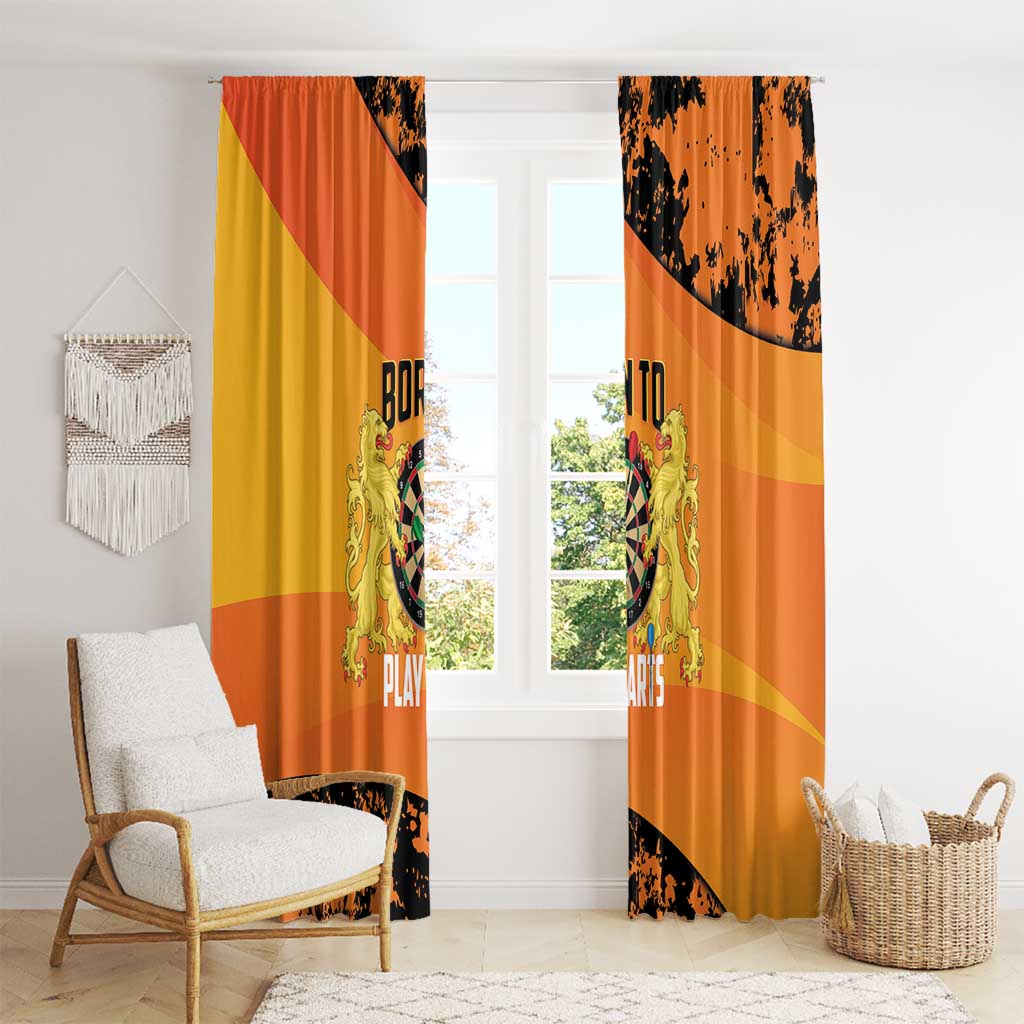 Netherlands Darts Window Curtain Born To Play Darts Grunge Style - Wonder Print Shop