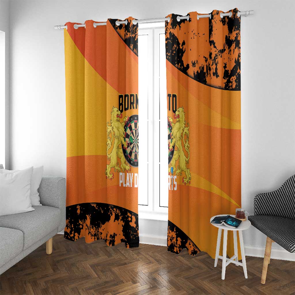 Netherlands Darts Window Curtain Born To Play Darts Grunge Style - Wonder Print Shop