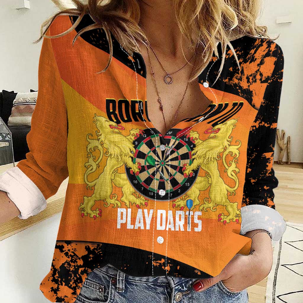 Personalised Netherlands Darts Women Casual Shirt Born To Play Darts Grunge Style - Wonder Print Shop