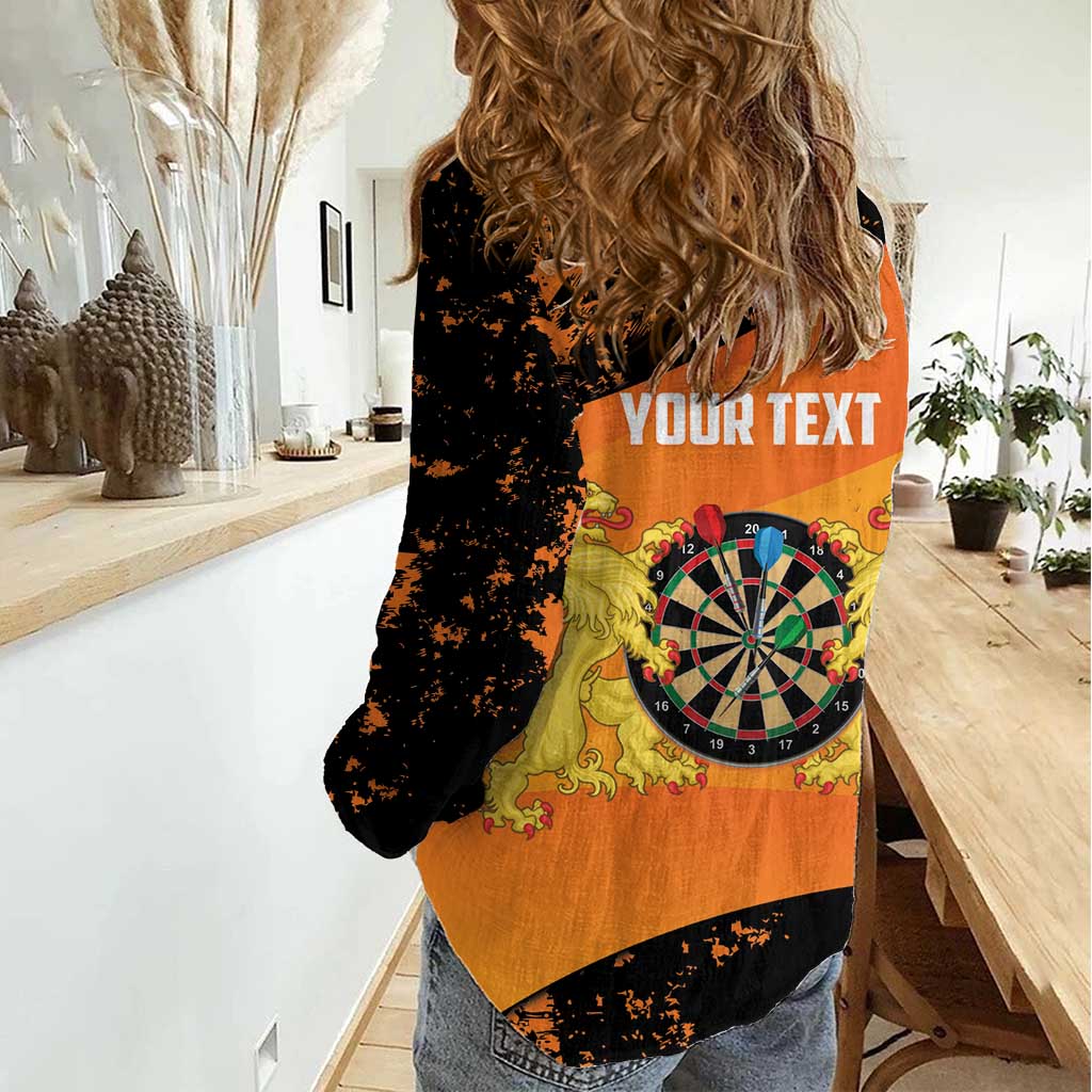 Personalised Netherlands Darts Women Casual Shirt Born To Play Darts Grunge Style - Wonder Print Shop