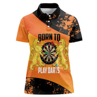 Personalised Netherlands Darts Women Polo Shirt Born To Play Darts Grunge Style - Wonder Print Shop