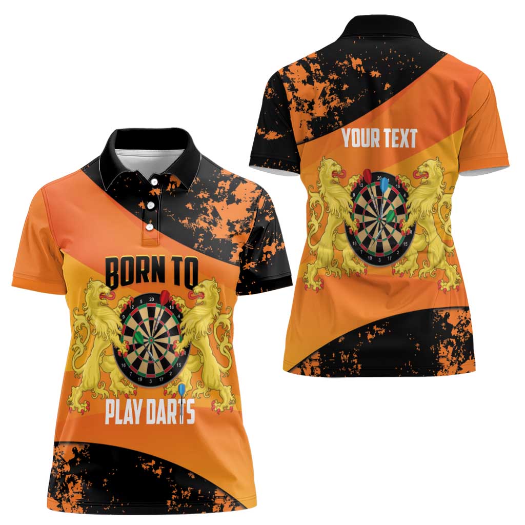 Personalised Netherlands Darts Women Polo Shirt Born To Play Darts Grunge Style - Wonder Print Shop