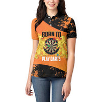 Personalised Netherlands Darts Women Polo Shirt Born To Play Darts Grunge Style - Wonder Print Shop