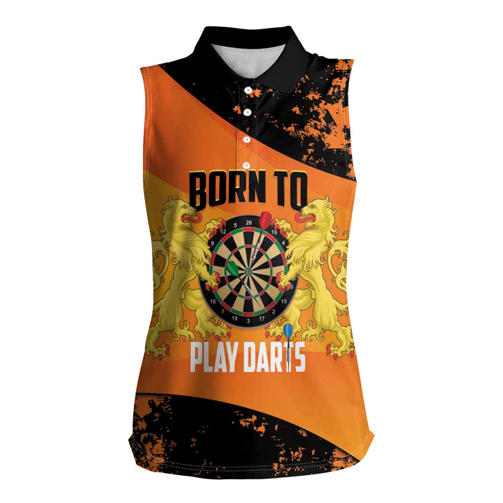 Personalised Netherlands Darts Women Sleeveless Polo Shirt Born To Play Darts Grunge Style - Wonder Print Shop