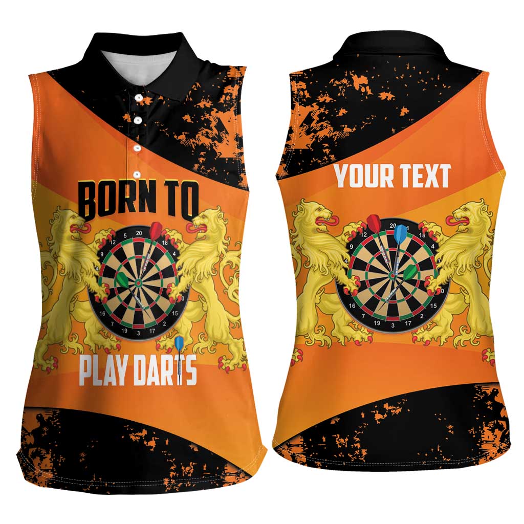 Personalised Netherlands Darts Women Sleeveless Polo Shirt Born To Play Darts Grunge Style - Wonder Print Shop