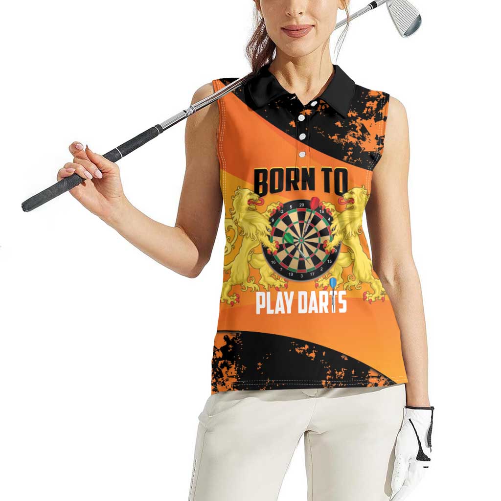 Personalised Netherlands Darts Women Sleeveless Polo Shirt Born To Play Darts Grunge Style - Wonder Print Shop