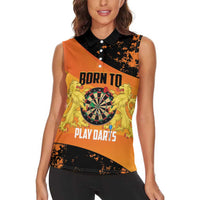 Personalised Netherlands Darts Women Sleeveless Polo Shirt Born To Play Darts Grunge Style - Wonder Print Shop