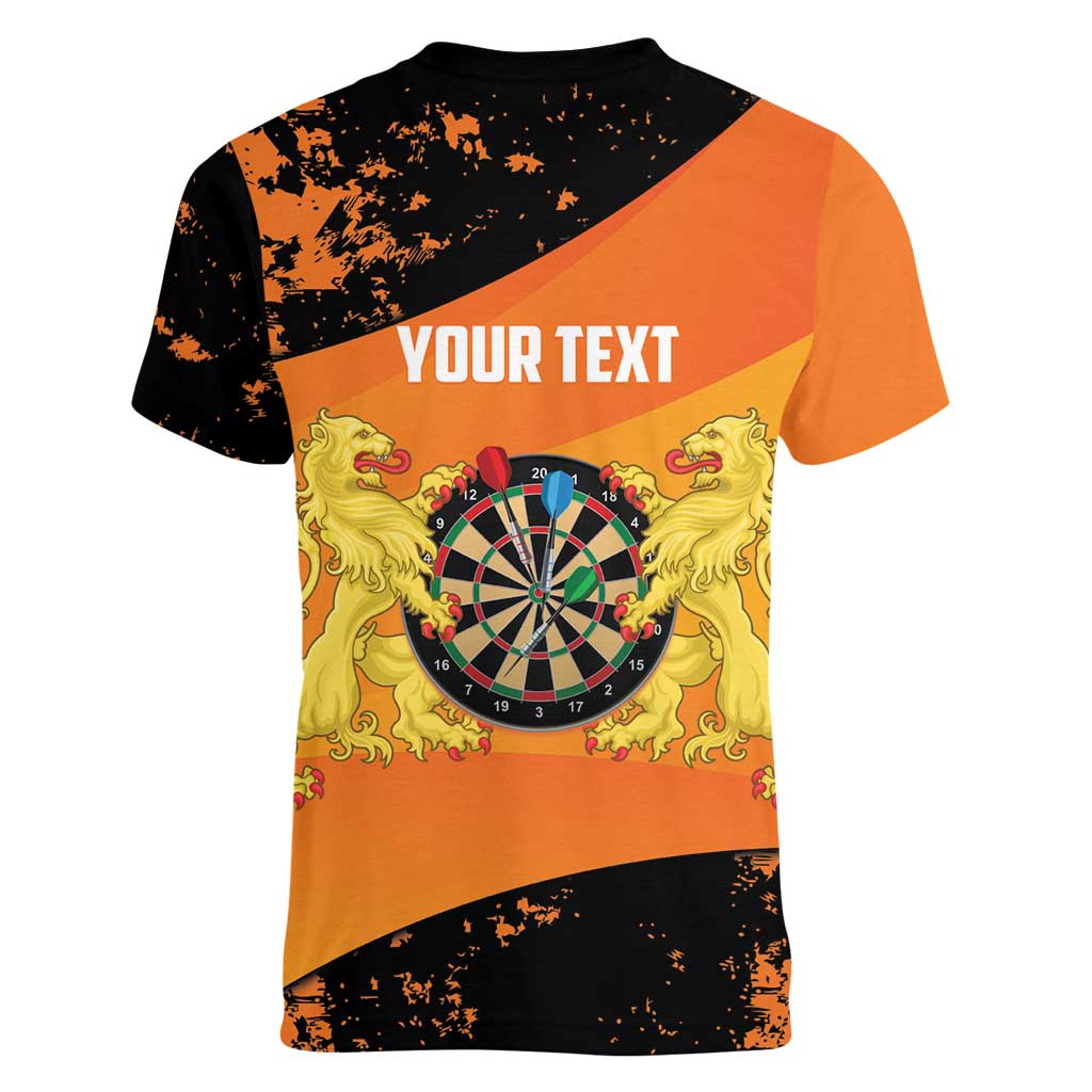 Personalised Netherlands Darts Women V-Neck T-Shirt Born To Play Darts Grunge Style - Wonder Print Shop
