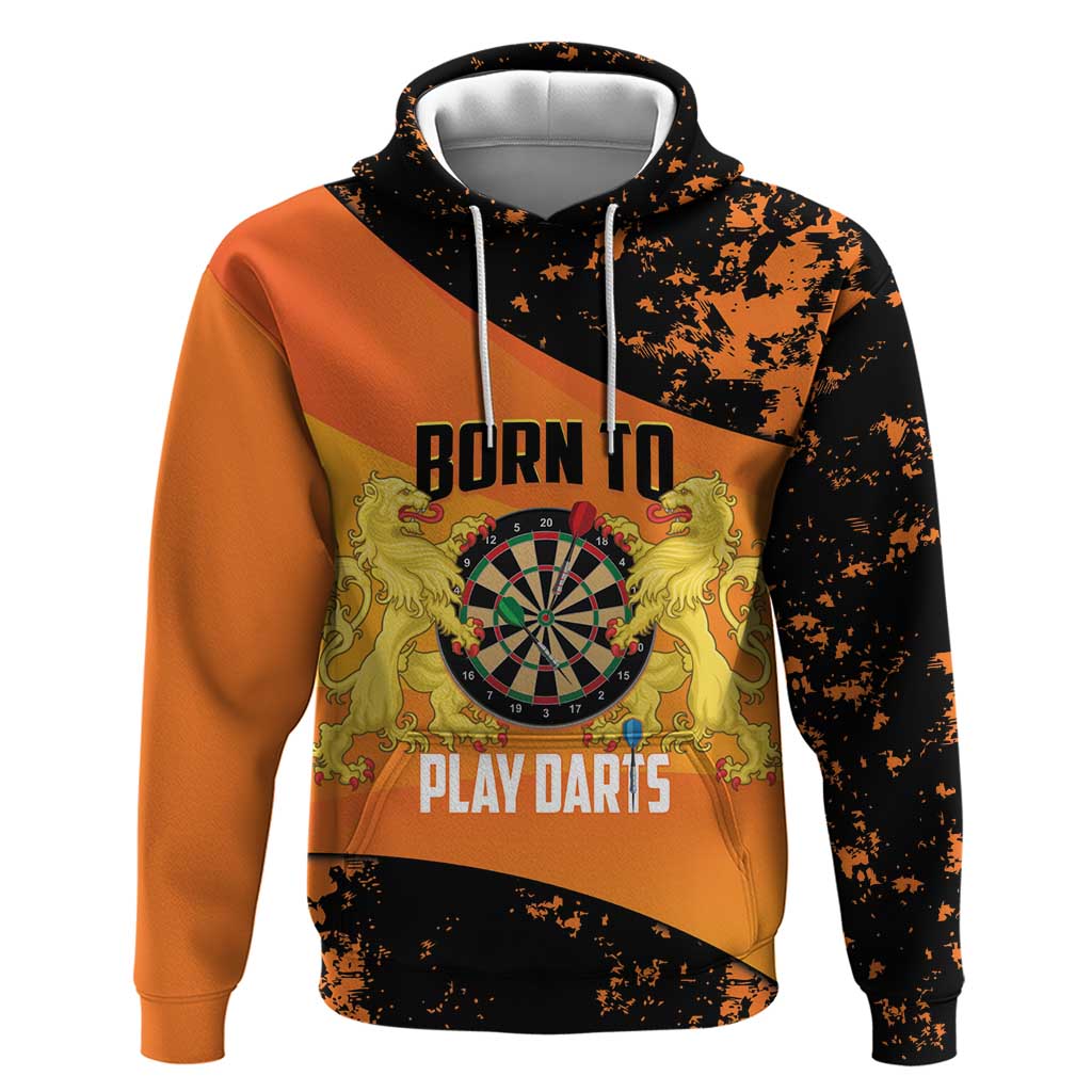 Personalised Netherlands Darts Zip Hoodie Born To Play Darts Grunge Style - Wonder Print Shop