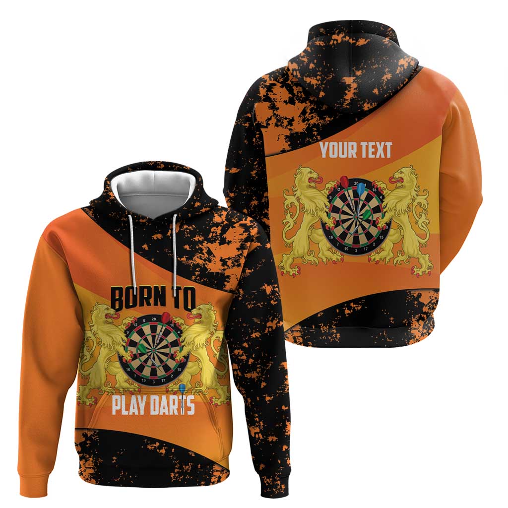 Personalised Netherlands Darts Zip Hoodie Born To Play Darts Grunge Style - Wonder Print Shop