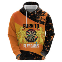 Personalised Netherlands Darts Zip Hoodie Born To Play Darts Grunge Style - Wonder Print Shop