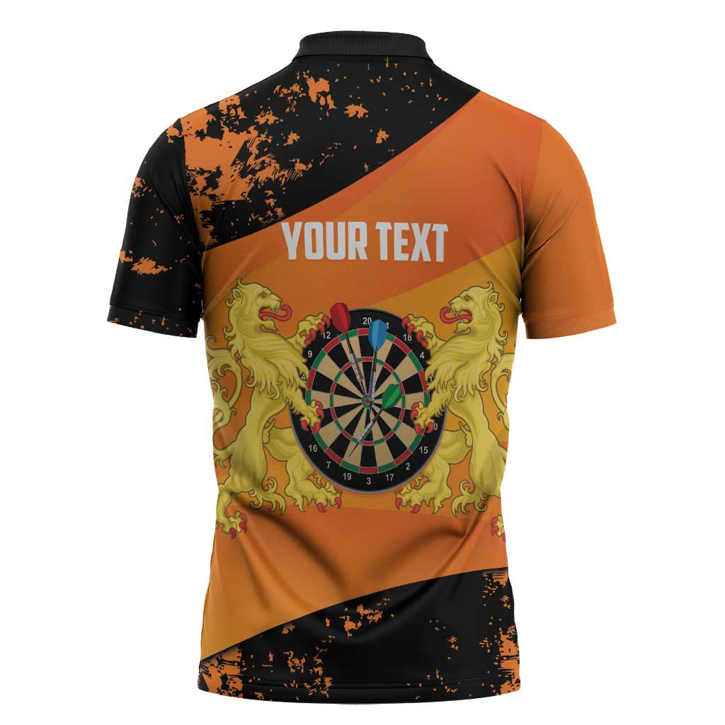 Personalised Netherlands Darts Zipper Polo Shirt Born To Play Darts Grunge Style - Wonder Print Shop
