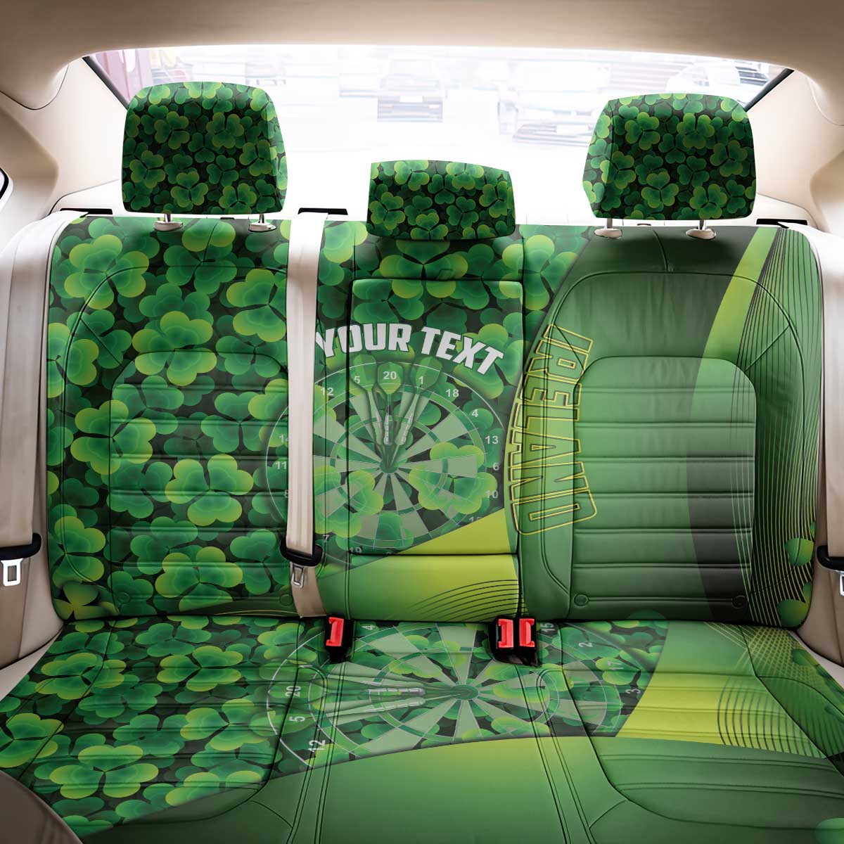 Personalised Ireland Darts Back Car Seat Cover Dartboard Irish Shamrock Pattern - Wonder Print Shop