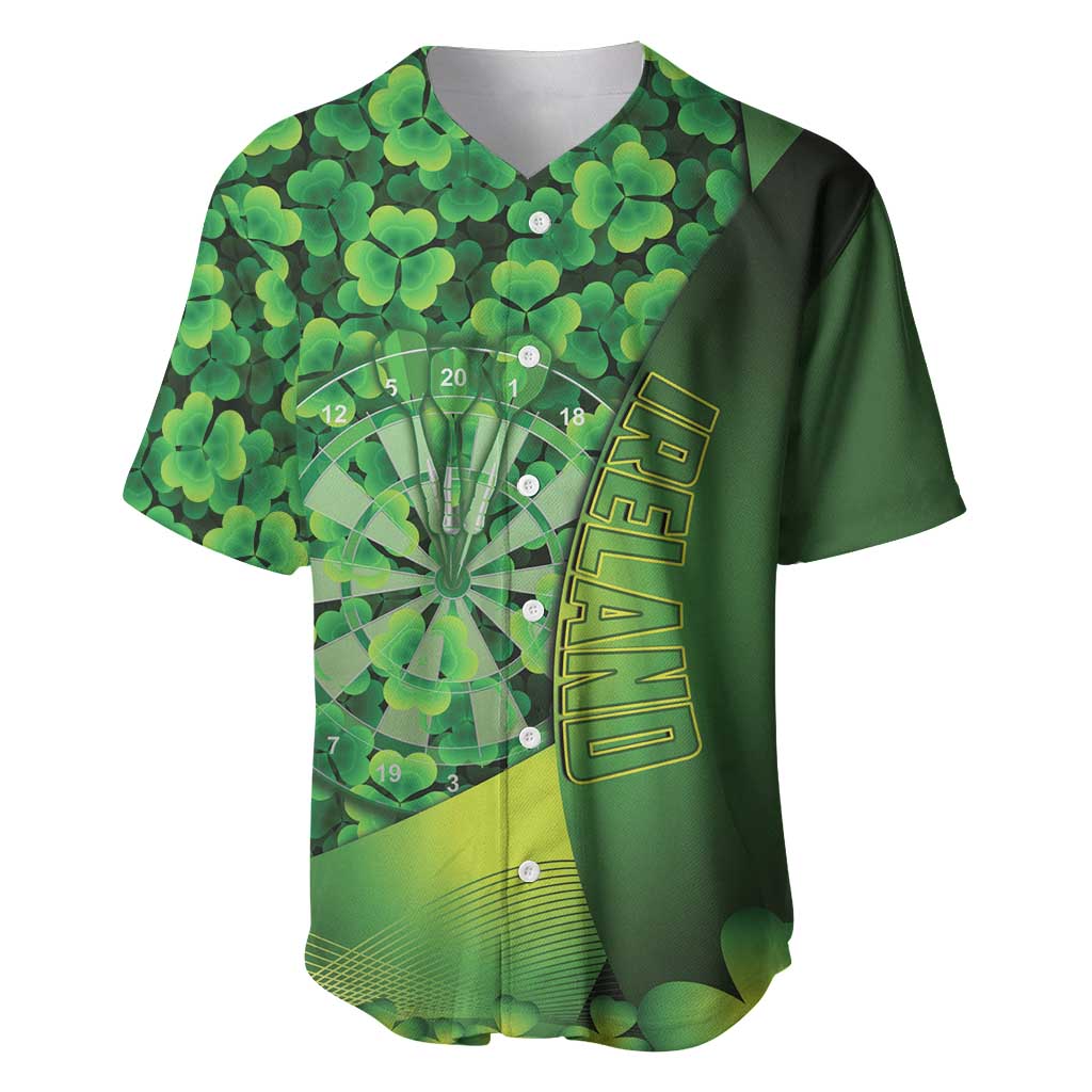 Personalised Ireland Darts Baseball Jersey Dartboard Irish Shamrock Pattern - Wonder Print Shop
