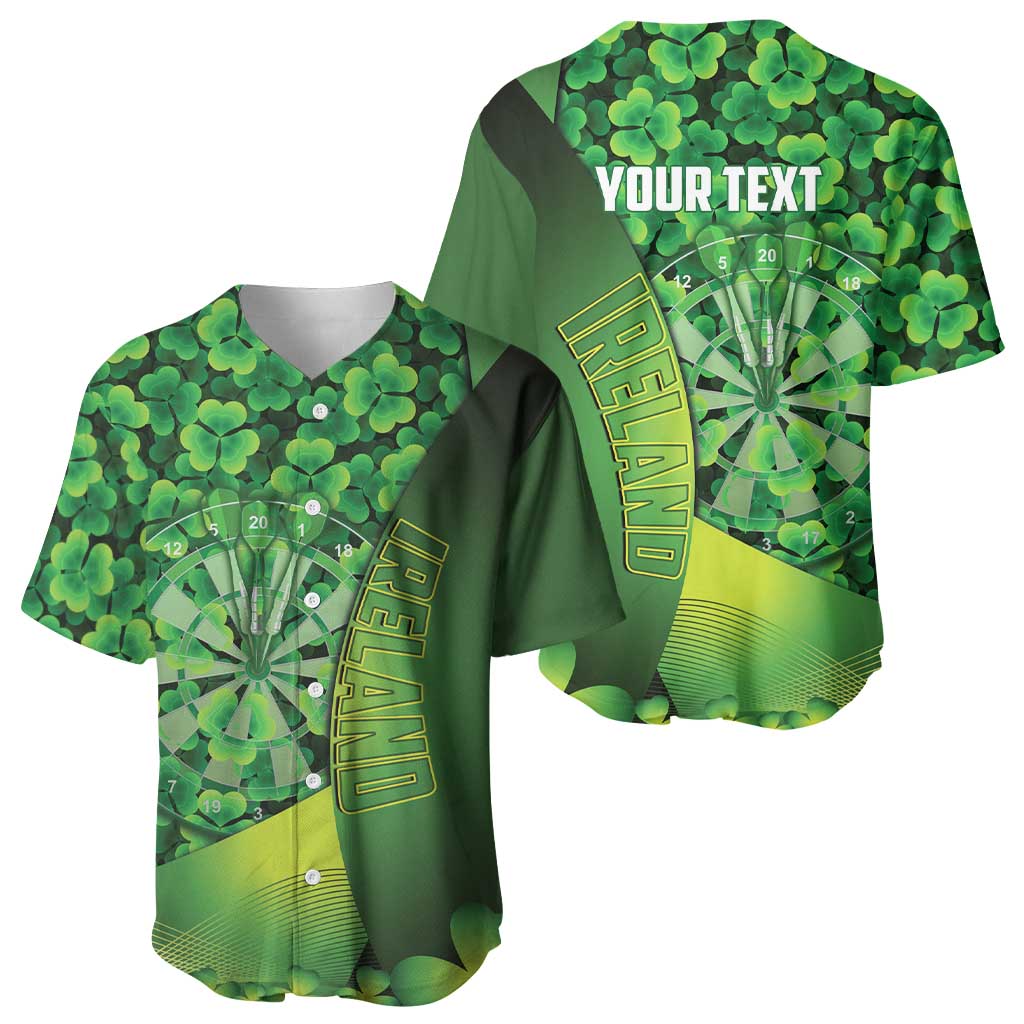 Personalised Ireland Darts Baseball Jersey Dartboard Irish Shamrock Pattern - Wonder Print Shop