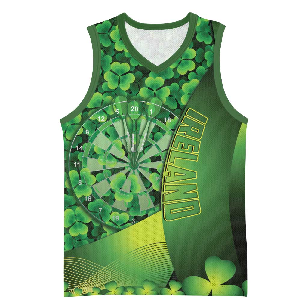 Personalised Ireland Darts Basketball Jersey Dartboard Irish Shamrock Pattern - Wonder Print Shop