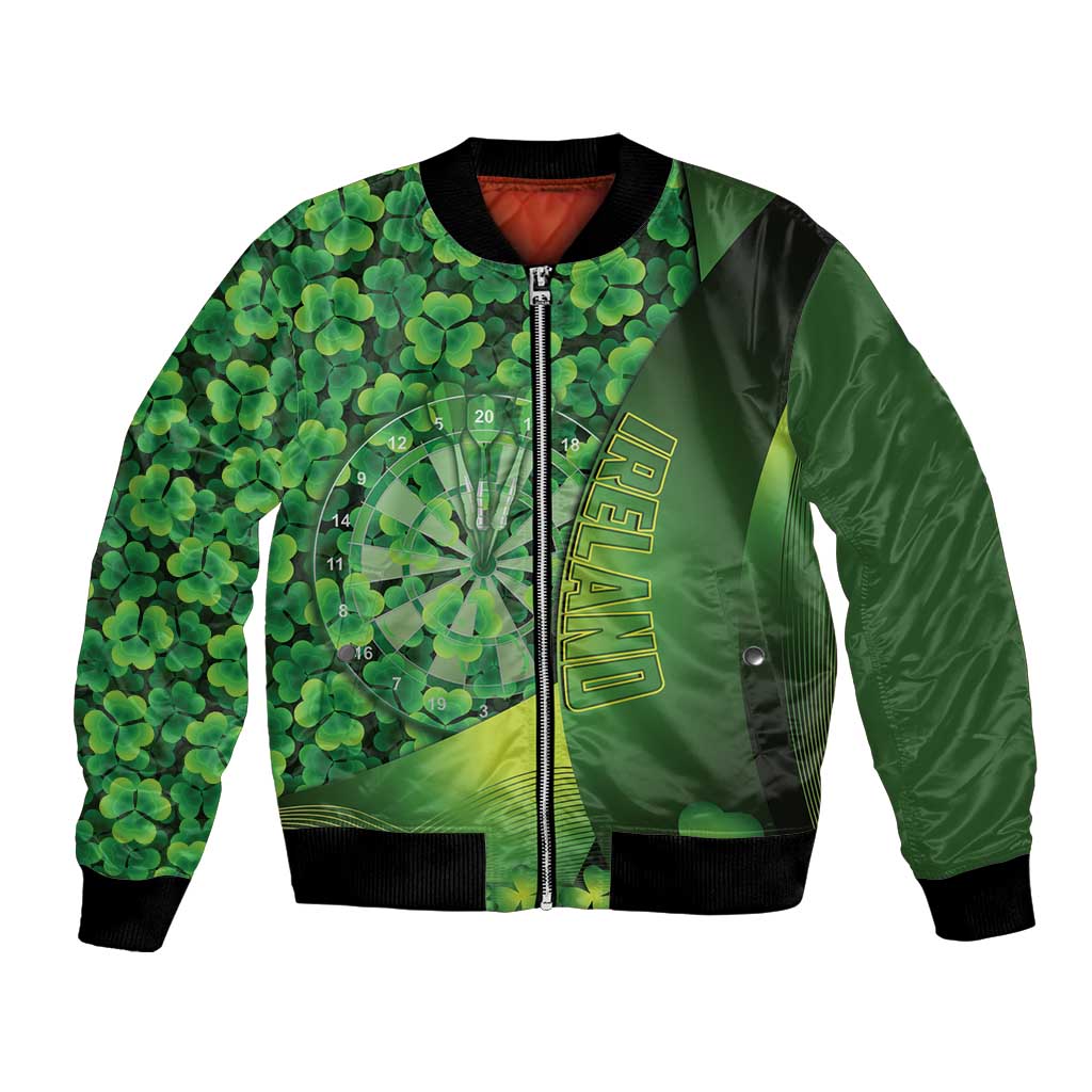 Personalised Ireland Darts Bomber Jacket Dartboard Irish Shamrock Pattern - Wonder Print Shop