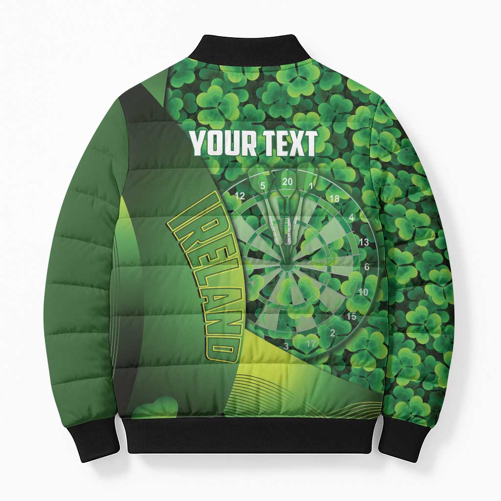 Personalised Ireland Darts Bomber Puffer Jacket Dartboard Irish Shamrock Pattern - Wonder Print Shop