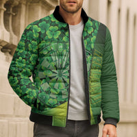 Personalised Ireland Darts Bomber Puffer Jacket Dartboard Irish Shamrock Pattern - Wonder Print Shop