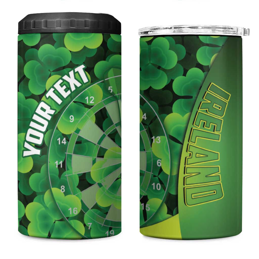 Personalised Ireland Darts 4 in 1 Can Cooler Tumbler Dartboard Irish Shamrock Pattern - Wonder Print Shop