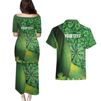 Personalised Ireland Darts Couples Matching Puletasi and Hawaiian Shirt Dartboard Irish Shamrock Pattern - Wonder Print Shop