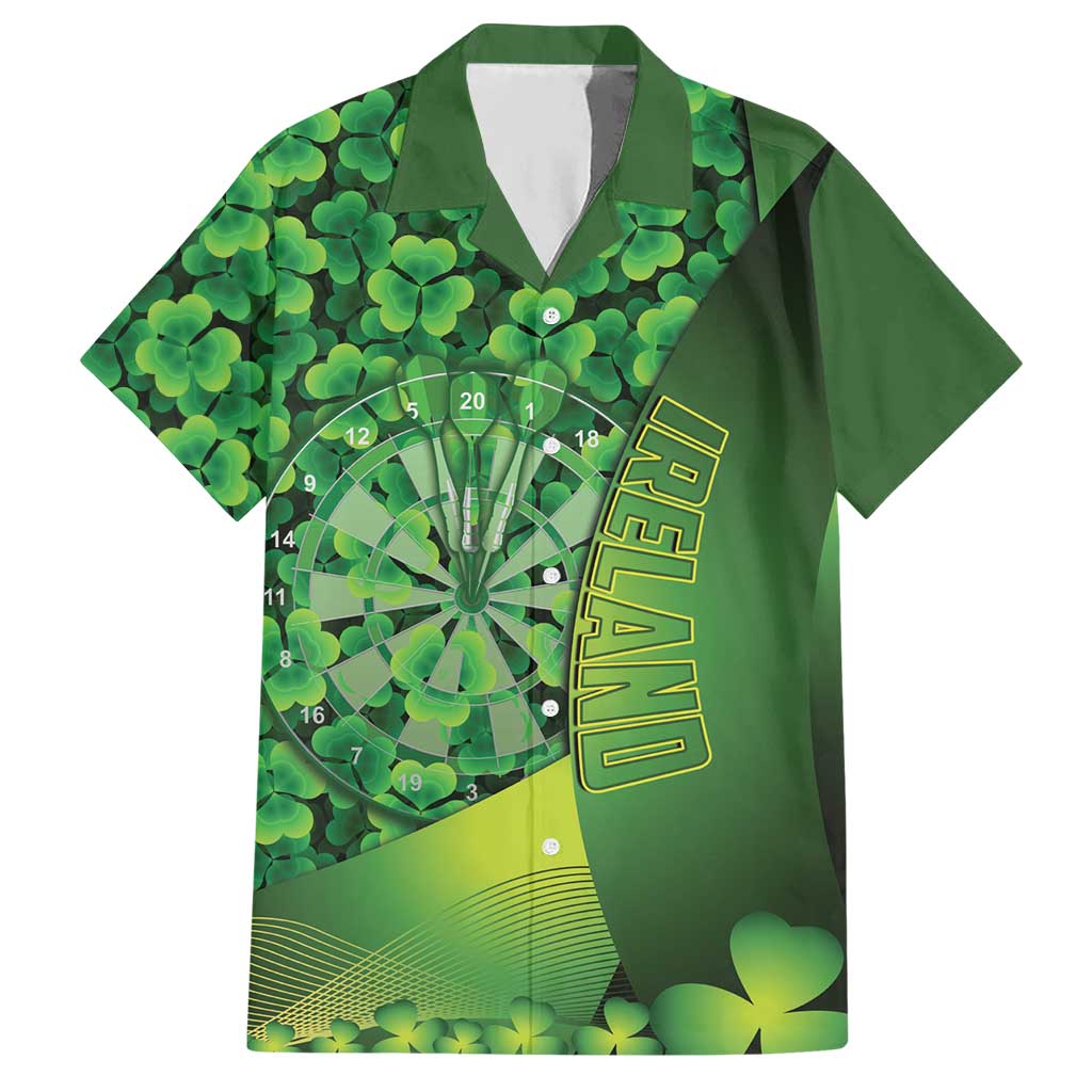 Personalised Ireland Darts Hawaiian Shirt Dartboard Irish Shamrock Pattern - Wonder Print Shop
