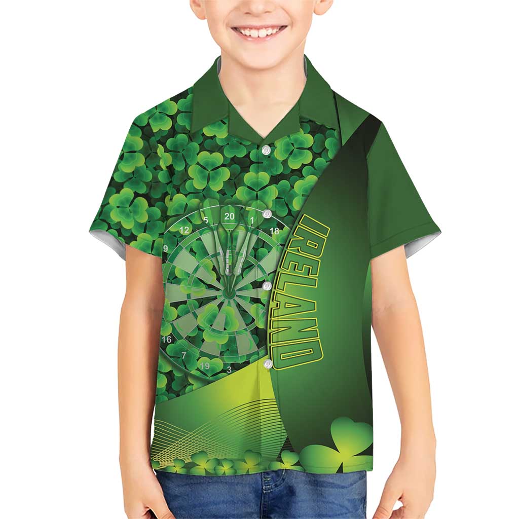 Personalised Ireland Darts Hawaiian Shirt Dartboard Irish Shamrock Pattern - Wonder Print Shop