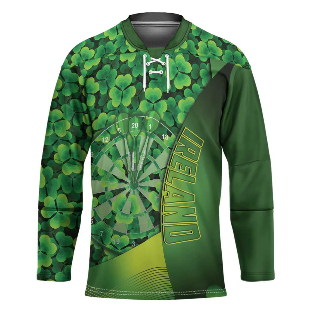 Personalised Ireland Darts Hockey Jersey Dartboard Irish Shamrock Pattern - Wonder Print Shop
