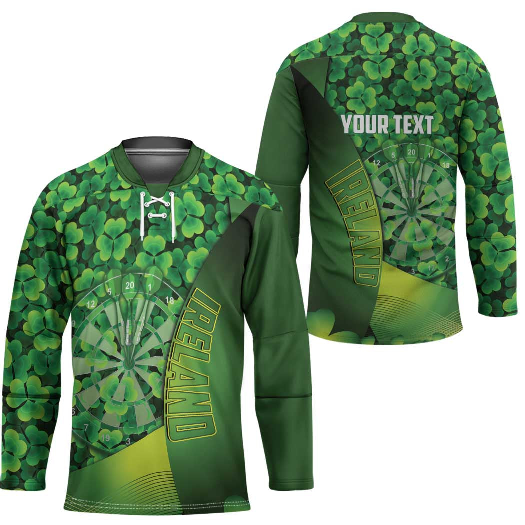 Personalised Ireland Darts Hockey Jersey Dartboard Irish Shamrock Pattern - Wonder Print Shop