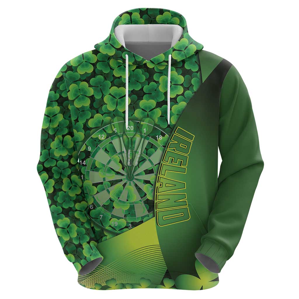 Personalised Ireland Darts Hoodie Dartboard Irish Shamrock Pattern - Wonder Print Shop