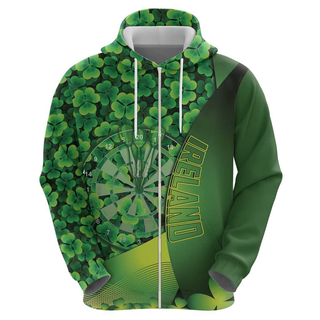 Personalised Ireland Darts Hoodie Dartboard Irish Shamrock Pattern - Wonder Print Shop
