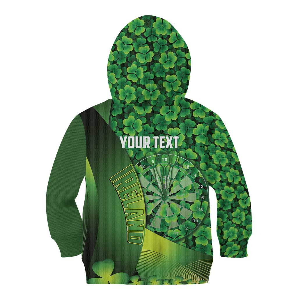 Personalised Ireland Darts Kid Hoodie Dartboard Irish Shamrock Pattern - Wonder Print Shop