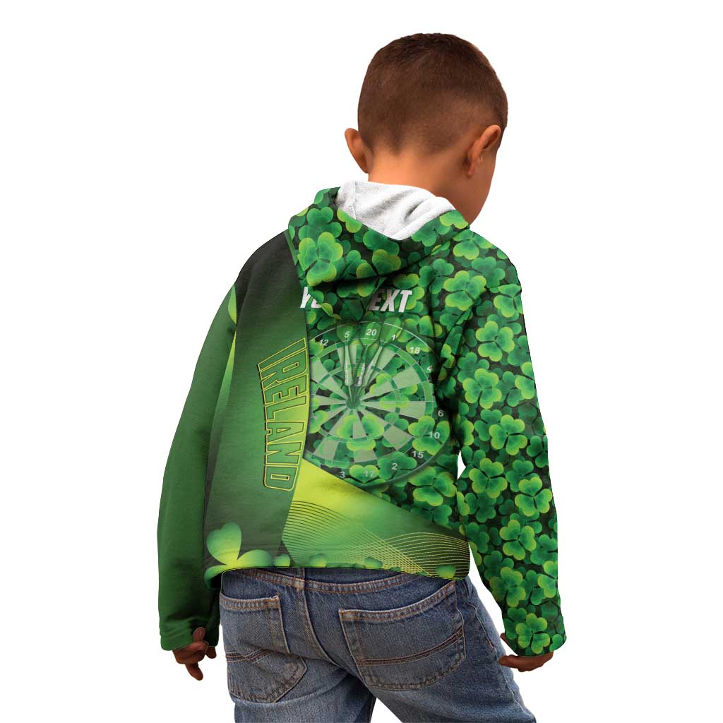 Personalised Ireland Darts Kid Hoodie Dartboard Irish Shamrock Pattern - Wonder Print Shop