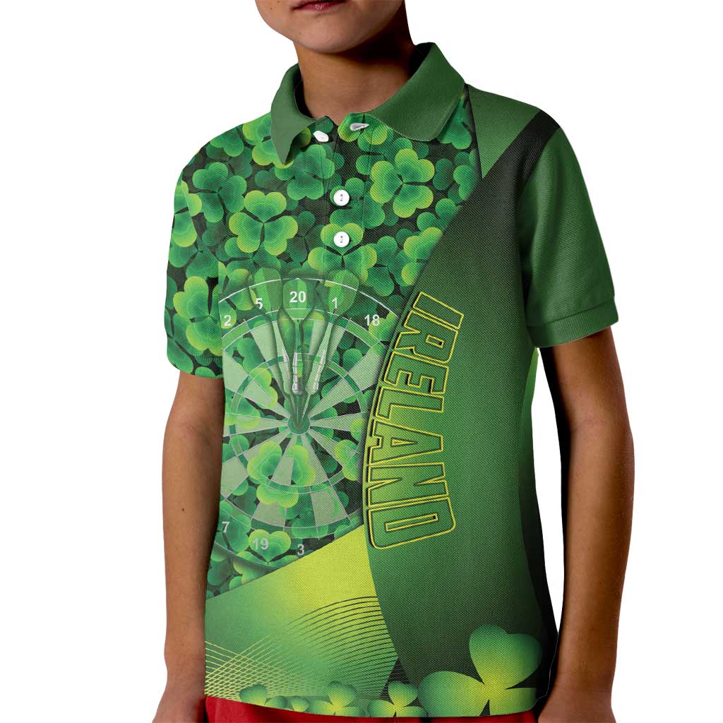 Personalised Ireland Darts Kid Polo Shirt Dartboard Irish Shamrock Pattern - Wonder Print Shop
