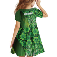 Personalised Ireland Darts Kid Short Sleeve Dress Dartboard Irish Shamrock Pattern - Wonder Print Shop