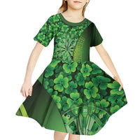 Personalised Ireland Darts Kid Short Sleeve Dress Dartboard Irish Shamrock Pattern - Wonder Print Shop