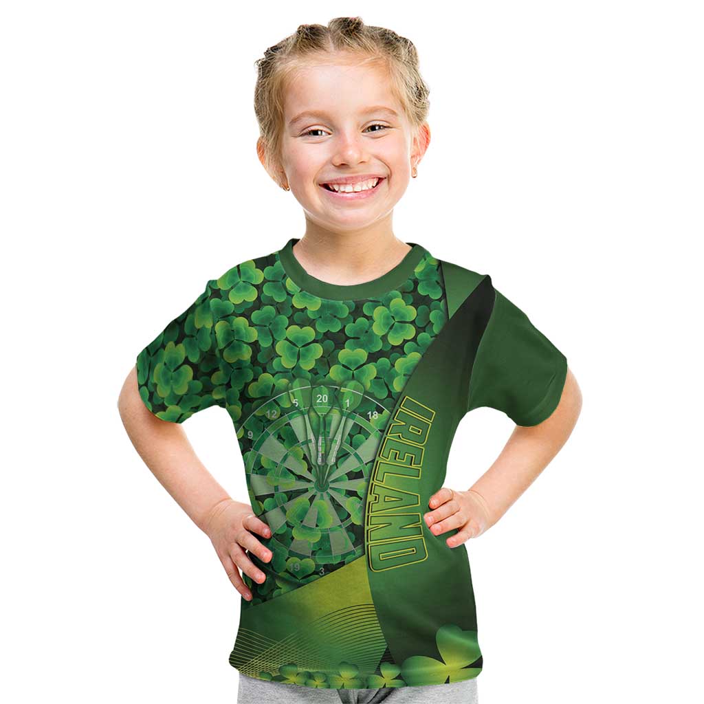Personalised Ireland Darts Kid T Shirt Dartboard Irish Shamrock Pattern - Wonder Print Shop