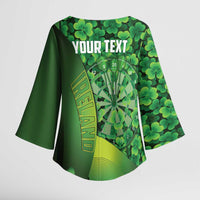 Personalised Ireland Darts Kimono Sleeve Blouse Dartboard Irish Shamrock Pattern - Wonder Print Shop