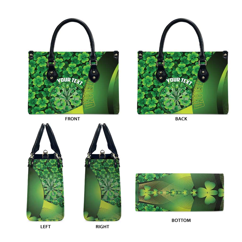 Personalised Ireland Darts Leather Bag Dartboard Irish Shamrock Pattern - Wonder Print Shop