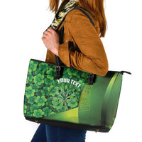 Personalised Ireland Darts Leather Tote Bag Dartboard Irish Shamrock Pattern - Wonder Print Shop