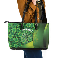 Personalised Ireland Darts Leather Tote Bag Dartboard Irish Shamrock Pattern - Wonder Print Shop