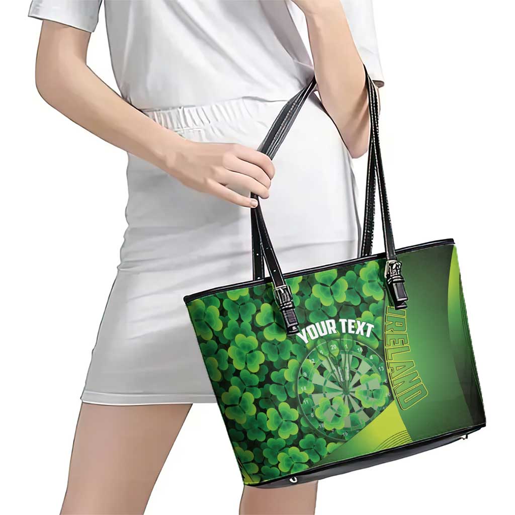 Personalised Ireland Darts Leather Tote Bag Dartboard Irish Shamrock Pattern - Wonder Print Shop